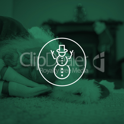 Composite image of santa claus resting on the rug