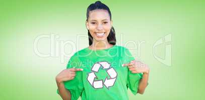 Composite image of happy environmental activist in the park