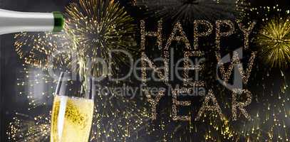 Composite image of champagne pouring