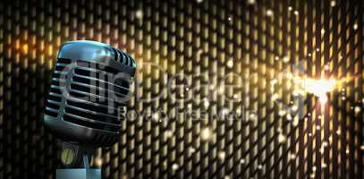 Composite image of digitally generated retro chrome microphone