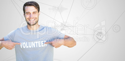 Composite image of happy volunteer in the park