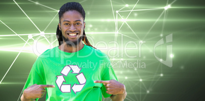 Composite image of happy environmental activist in the park