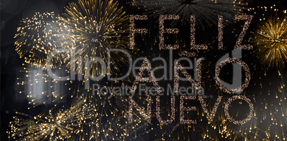 Composite image of glittering feliz ano nuevo