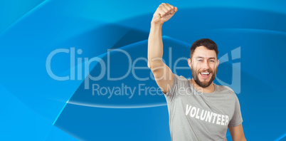 Composite image of portrait of cheerful volunteer