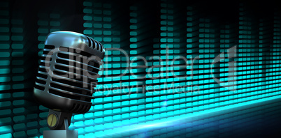 Composite image of digitally generated retro chrome microphone