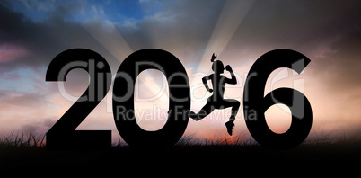 Composite image of fit woman silhouette