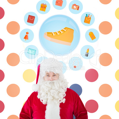 Composite image of portrait of smiling santa claus