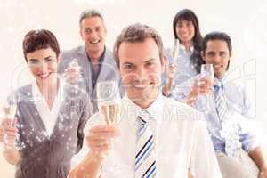 Composite image of international business people toasting with c