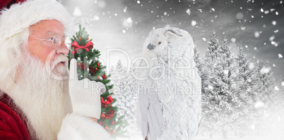 Composite image of father christmas asks for quiet