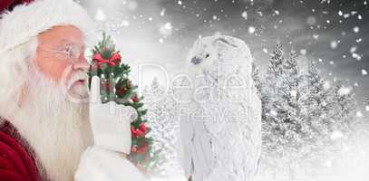 Composite image of father christmas asks for quiet