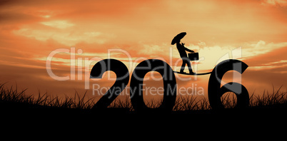 Composite image of businessman silhouette