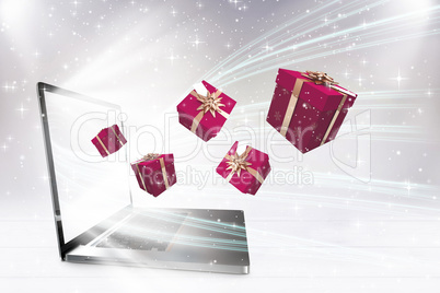 Composite image of red presents