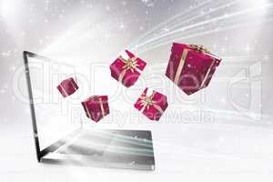 Composite image of red presents