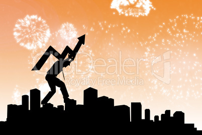 Composite image of businessman with arrow