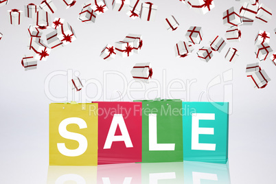 Composite image of sale gift bags