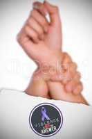 Composite image of male hand grabbing female wrist