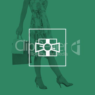 Composite image of elegant woman with shopping bags