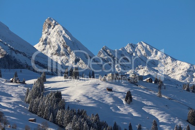 Mountain peaks of the Churfirsten in winter