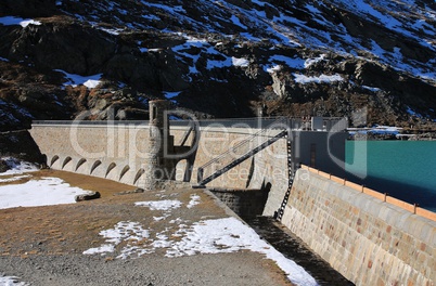 Beautiful old dam of Lake Blanc