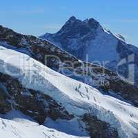 High mountain and glacier, view from the Jungfraujoch viewpoint