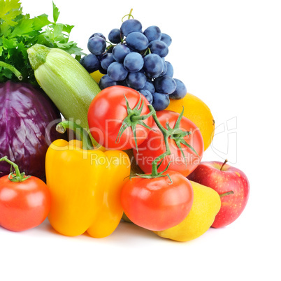 fruits and vegetables isolated on white background