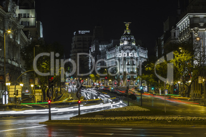 Night image of the streets of madrid