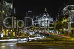 Night image of the streets of madrid