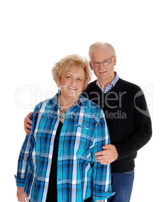 Middle age couple standing.