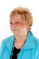 Portrait of a blond older woman.