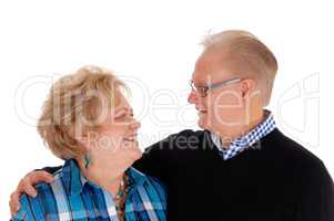 Lovely older couple smiling.