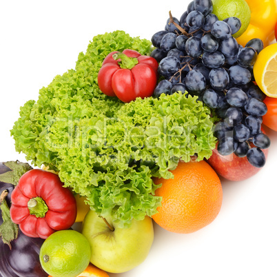 fruits and vegetables isolated on white background