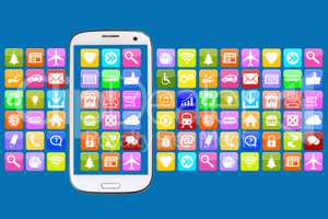 Smartphone oder Handy mit Application Apps App für Internet Kom