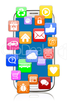 Smartphone mit Application Apps App Download für Internet Kommu