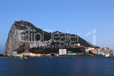 Gibraltar Felsen The Rock Skyline bei Nacht