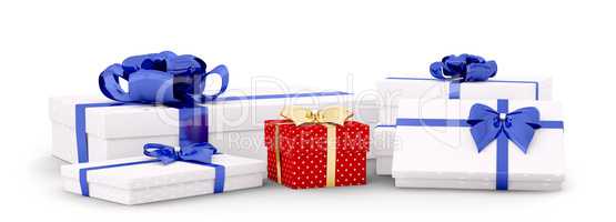 Gift boxes, presents isolated 3d rendering