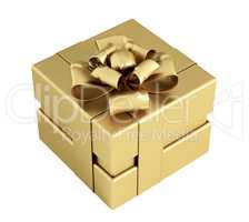 Golden gift box isolated 3d rendering