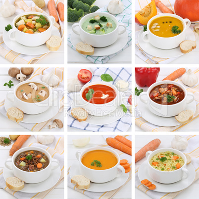 Collage Suppe Suppen Tomatensuppe Gemüse Gemüsesuppe mit Bague