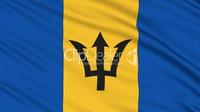 Barbados flag, with real structure of a fabric