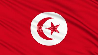 Tunisia flag, with real structure of a fabric