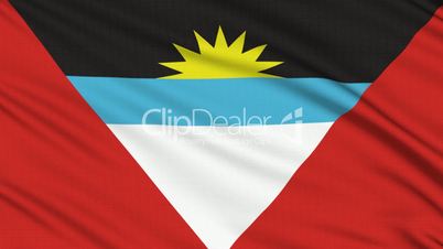 Antigua and Barbuda flag, with real structure of a fabric