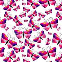 Seamless watercolor butterfly pattern. Vector illustration