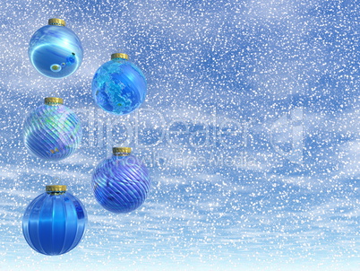 Blue Christmas balls - 3D render