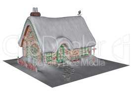 Cottage in winter - 3D render