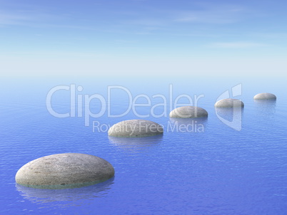 Steps on the ocean - 3D render