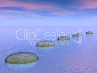 Steps on the ocean - 3D render