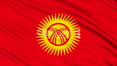 Kyrgyzstan Flag, with real structure of a fabric