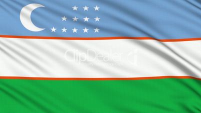 Uzbekistan Flag, with real structure of a fabric