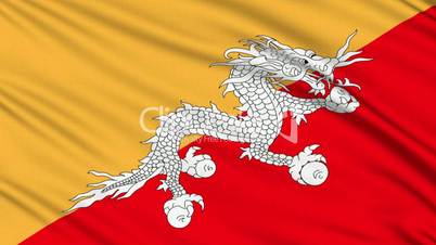 Bhutan Flag, with real structure of a fabric
