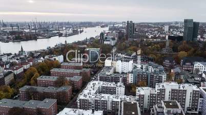 Port of Hamburg City Top View Time Lapse