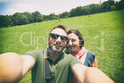 Couple makes a selfie in Central Park in New York City